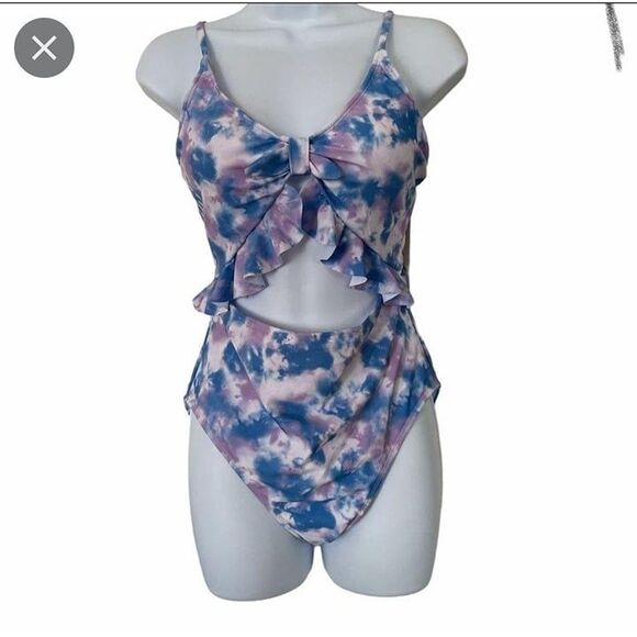 Hurley Womens One Piece Tie-Dye Purple S Bathing Suit  Cut-Out New - Picture 8 of 8